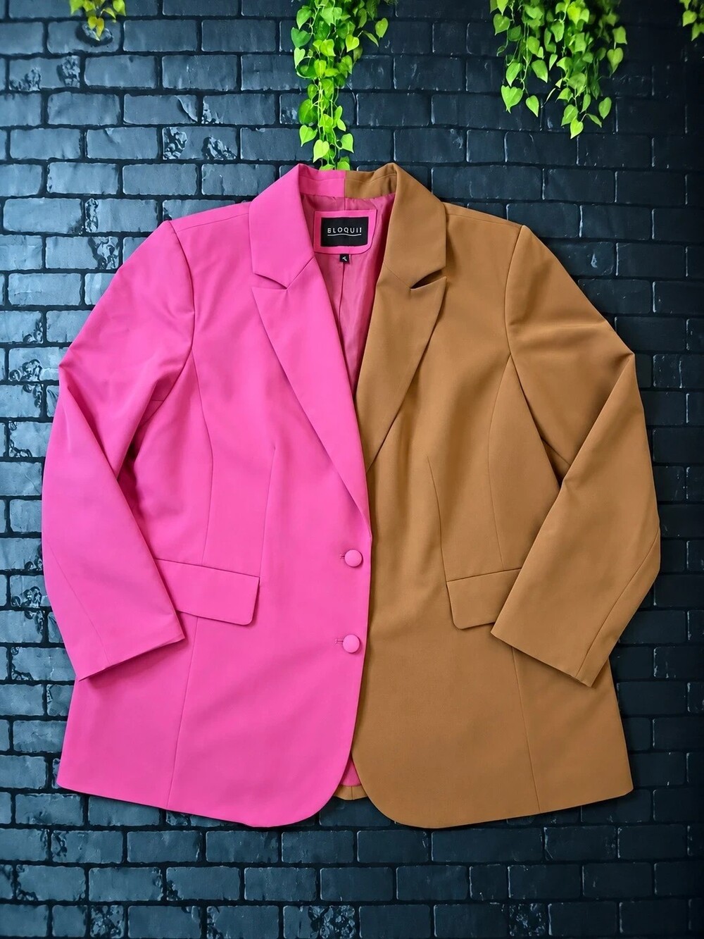 Eloquii Size 20 Pink Camel Colorblock Blazer Two Tone Statement Jacket